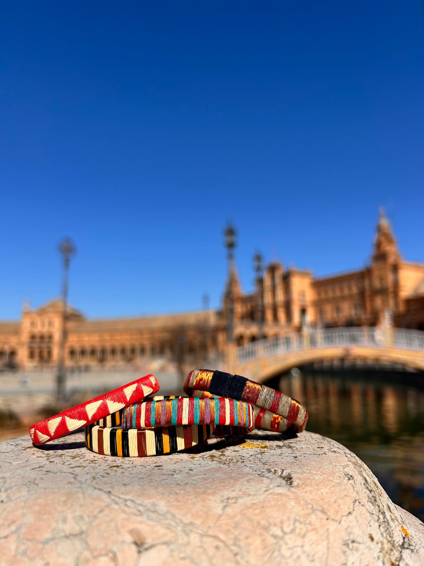 Pulsera "Wérregue" blanca, negra, ocre & cobre.